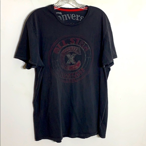 converse all-star black Vintage distressed T-shirt short sleeve unisex XL - Picture 1 of 10